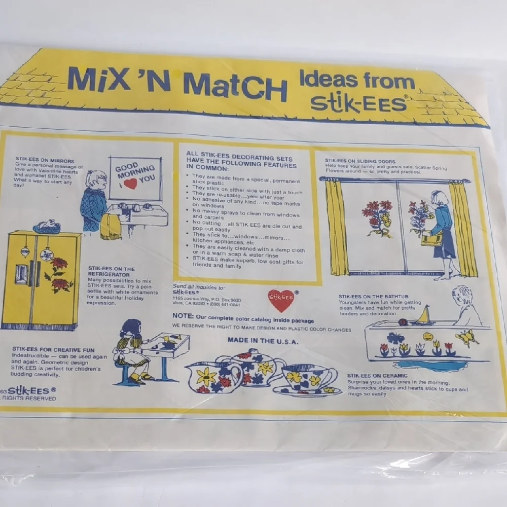 Vtg Stik-EES Vinyl Window Decals Clings Balloons Birthday1993 NIP